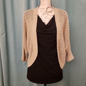 NWOT August Grace Roped Beige Cardigan Size L